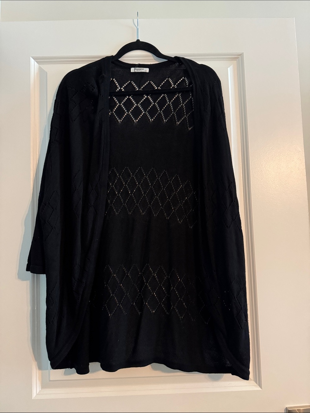 zeagoo Black Open Draped Knit Cardigan